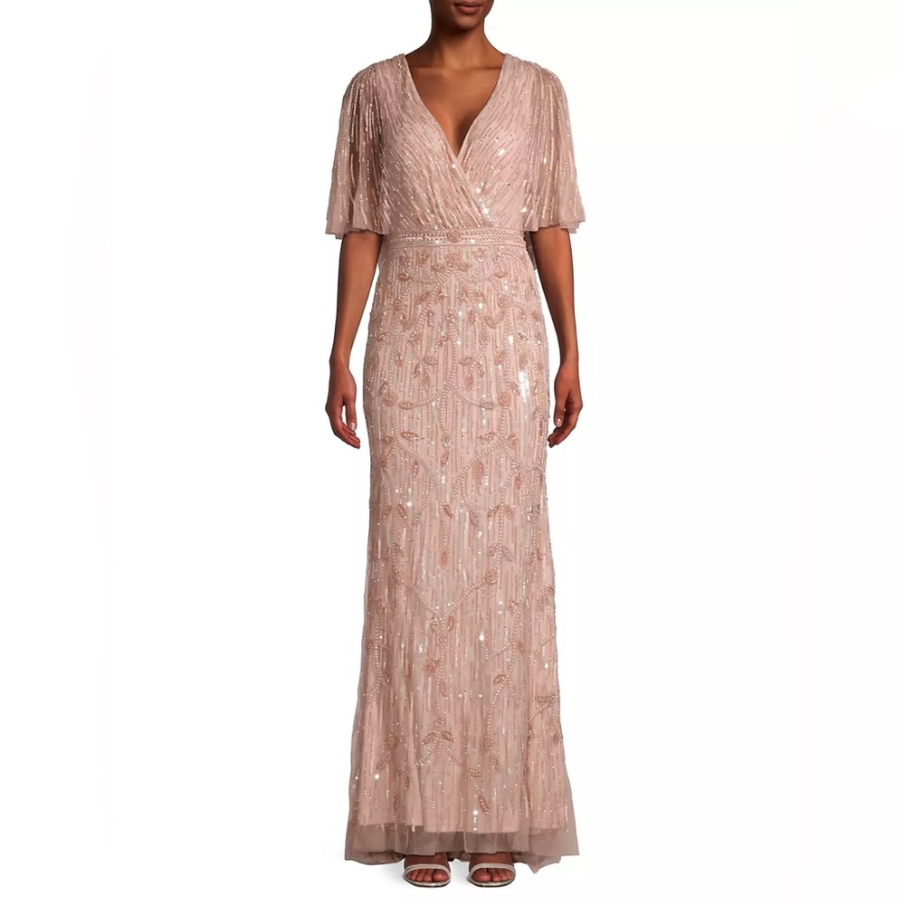 Mac Duggal Beaded Cape Gown Pink Size 12